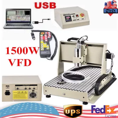 Buy USB 3 AXIS 6040 1.5KW Engraving Machine CNC Router Engraver Metal Cutter + RC • 1,022.75$