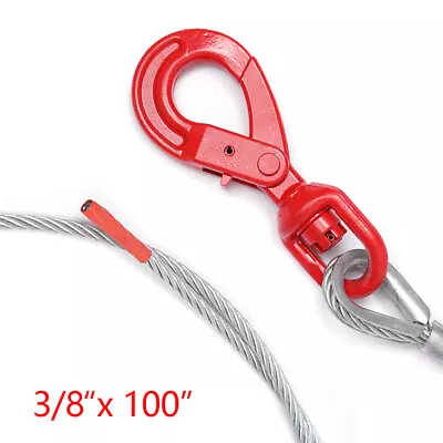 Buy 3/8 X100  Winch Cable Steel Core Rope Self Locking Swivel Hook Tow Truck Wrecker • 49.69$