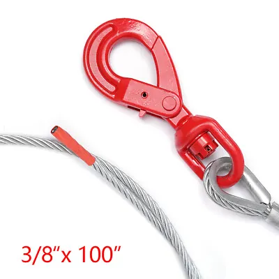 Buy Winch Cable 3/8 X100  Steel Core Rope Self Locking Swivel Hook Tow Truck Wrecker • 43.99$