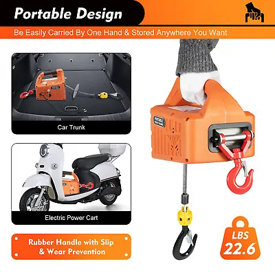 Buy 3-in-1 300kg/660lbs 1500W Electric Hoist Winches 16ft/min Easy To Carry Orange • 133.74$