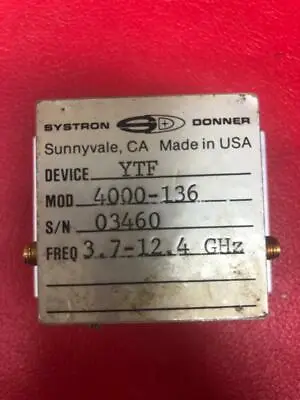 Buy Systron Donner Ytf 4000-136 3.7-12.4ghz S/n 03460  • 59$