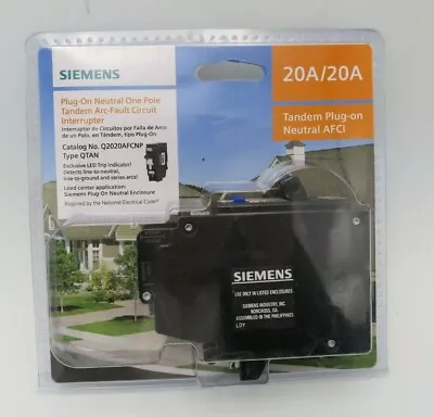 Buy Siemens Plug-On Neutral One Pole Tandem Arc-Fault Circuit Interrupter 20A/20A  • 64.99$