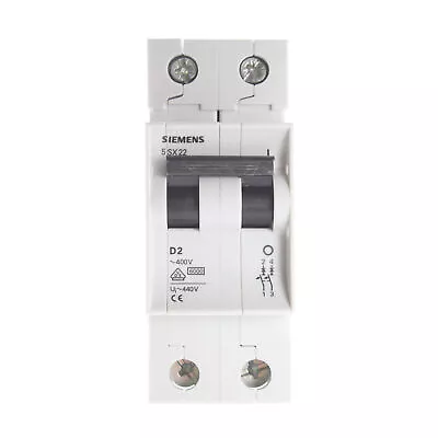 Buy Siemens 5sx2-202-8 Miniature Circuit Breaker, 2-pole, 400-volt, 2-amp • 78.56$