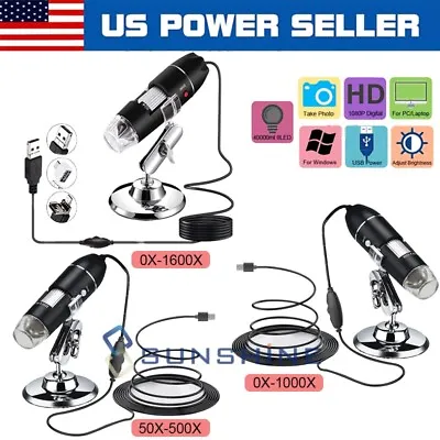 Buy 500X 1000X 1600X Digital Microscope LED USB Coin Magnifier Soldering Camera • 25.89$