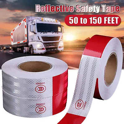 Buy Conspicuity Tape DOT-C2 Approved Reflective Trailer Red White 2”x50’ /1/2/3 Roll • 6.85$