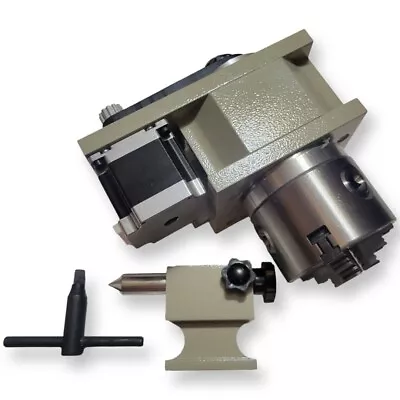 Buy Incomplete CNC K12-100mm A Axis 4th Fourth Axis Dividing Head With 4 Jaw Chuck • 149.95$