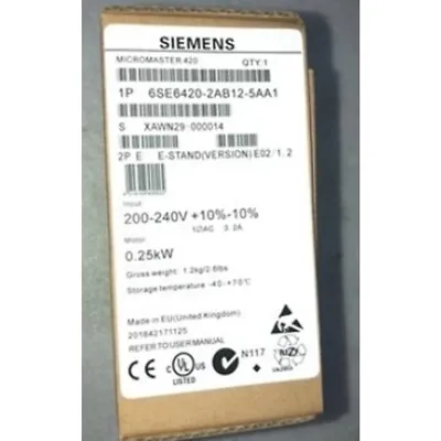 Buy New Siemens 6SE6 420-2AB12-5AA1 6SE6420-2AB12-5AA1 MICROMASTER420 Without Filter • 394.71$