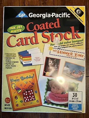 Buy NEW Georgia Pacific Coated Card Stock Inkjet Matt￼e 30 Sheets 8.5”x11” Acid Free • 17.99$