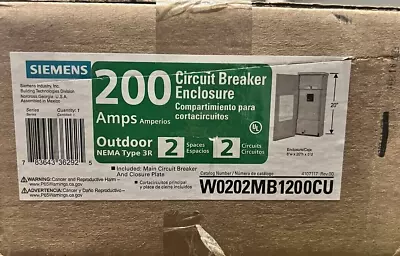 Buy New Siemens 200 Amp With Main Circuit Breaker Enclosure Outdoor W0202mb1200cu • 259.99$