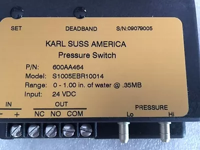 Buy Karl Suss America Pressure Switch, Model S1005EBR10014, P/N 600AA464 • 25$