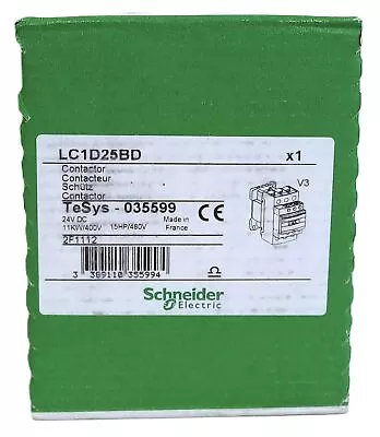 Buy Schneider Electric LC1D25BD 480VAC 25A 15HP Contactor With 24VDC Coil • 94.97$