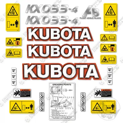Buy Fits Kubota KX033-4 Decal Kit Mini Excavator - 7 YEAR OUTDOOR 3M VINYL! • 124.95$