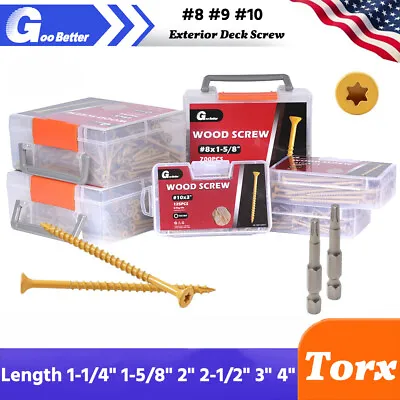 Buy #8 #9 #10 Deck Screws T25 Torx Self Tapping Wood Screws Exterior Deck Screws • 6.99$