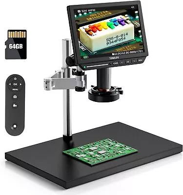 Buy TOMLOV Flex Arm Digital Microscope 2000x 8  HDMI Coin Microscope With Ring Light • 219$