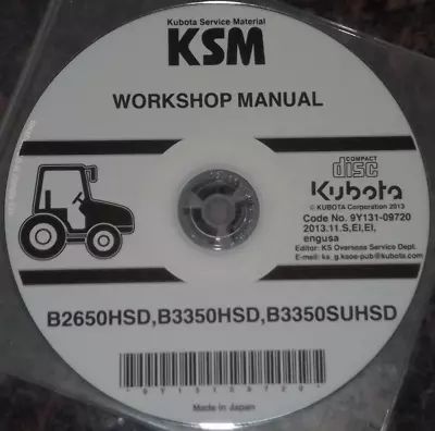 Buy Kubota B2650hsd B3350hsd B3350uhsd Tractor Service Shop Workshop Manual Cd/dvd • 59.99$