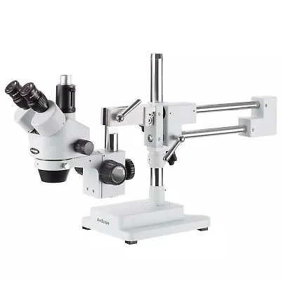 Buy AmScope 7X-90X Simul-Focal Stereo Zoom Microscope On Dual Arm Boom Stand • 507.99$