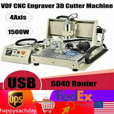 Buy USB 1500W 4 Axis 6040 CNC Router 3D Engraver Engraving Drilling Milling Machine • 1,139.05$