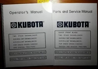 Buy Kubota G2538A 38  G2546A 46  Snowblower G3200 G4200 G4200H G5200H G6200H Manual  • 17.49$