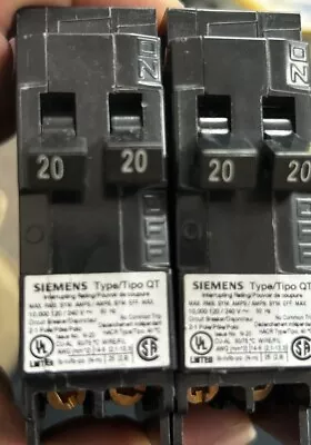 Buy 2 - Siemens Q2020NC 120V Circuit Breaker 20 Amp • 18.99$