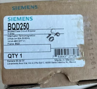 Buy BQD250 2pole 50 Amp 480Y/277 VAC Siemens Bolt On BQD Circuit Breaker • 119$