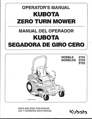 Buy Kubota Z723 Z724 Z725 Z Turn Mower English And Spanish • 30.90$