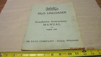 Buy PATZ Silo Unloader Installation/Parts Manual (Used) (ZO) • 6.99$