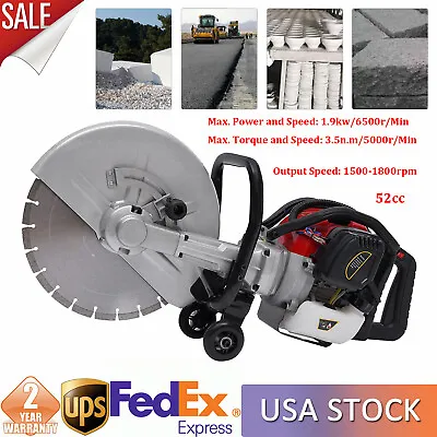 Buy Gas Concrete Cut Off Saw 2-Stroke 52CC Cement Masonry Wet Dry Saw Cutter+Blade • 264.10$