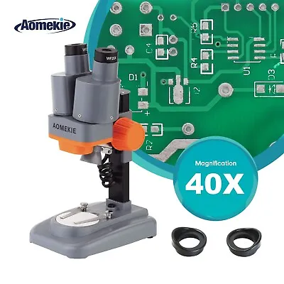 Buy 40X Binocular Stereo Microscope Top LED For PCB Soldering Mobile Phone Repair • 39.84$