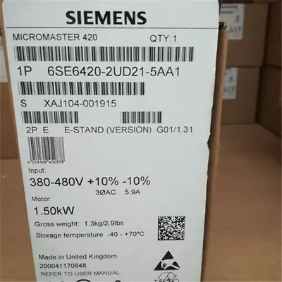 Buy 1PCS New Siemens MICROMASTER 420 6SE6420-2UD21-1AA1 6SE6 420-2UD21-1AA1 Fastship • 380$