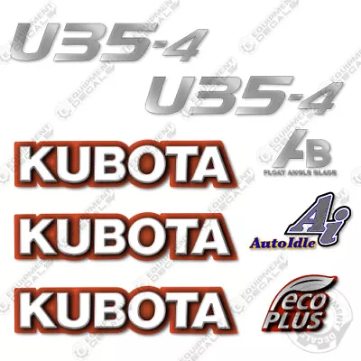 Buy Fits Kubota U35-4 Decal Kit Mini Excavator - 7 YEAR OUTDOOR 3M VINYL! • 94.95$