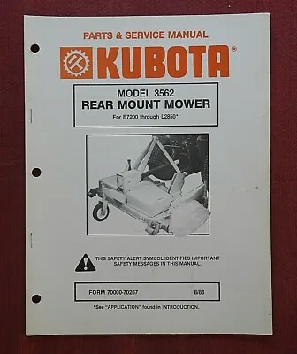 Buy Kubota B7200 B8200 L2650 L2850 Tractor 3561 Mower Parts & Service Manual • 24.95$