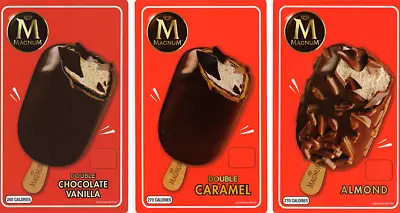 Buy 3 Magnum Bars Ice Cream Truck Stickers Almond, Double Caramel,Chocolate Vanilla  • 12.99$