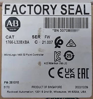 Buy NEW Sealed Allen-Bradley 1766-L32BXBA Ser.c Micrologix 1400 32 Point Controller • 601.20$