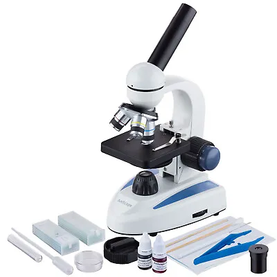 Buy AmScope 40X-1000X Student Cordless LED Compound Microscope + Slide Prep Kit • 121.99$