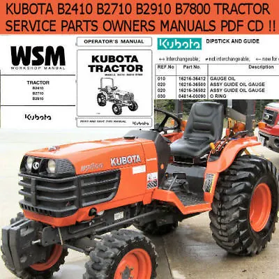 Buy Kubota Tractor B2410 B2710 B2910 B7800 Service Owners Parts Manuals PDF  *Nice*  • 9.97$