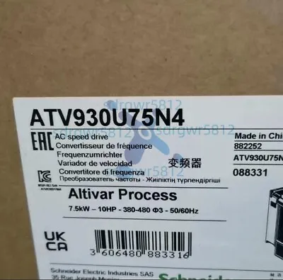 Buy 100% NEW Schneider ATV930U75N4  7.5kw INVERTER In Box • 770$