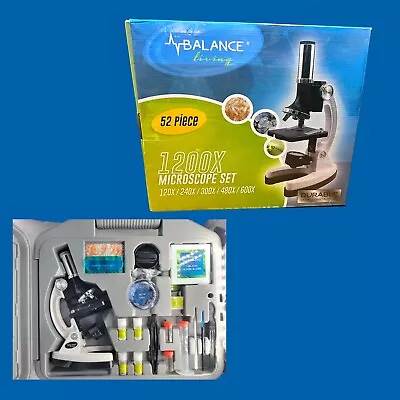Buy ✨AmScope 52pc 120X-1200X Starter Compound Microscope Science Kit Kids - Open Box • 35.97$