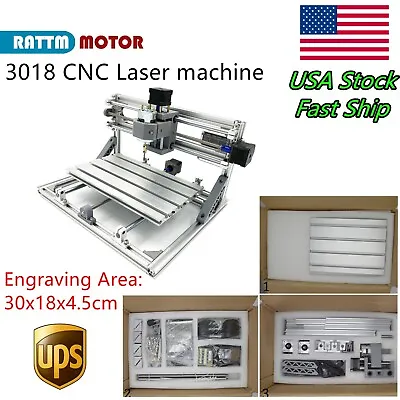 Buy 【In US】CNC 3018 Desktop Engraving Laser Machine DIY GRBL Pcb Wood Milling Router • 139.80$