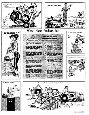 Buy Vintage WHEEL HORSE Products SAFETY TIPS FOR RIDING LAWN MOWERS, GARDEN TRACTORS • 7.50$