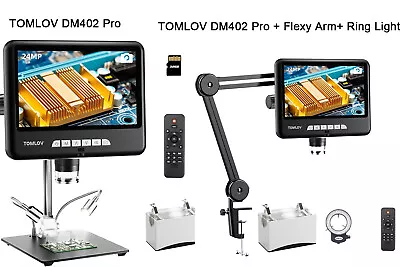 Buy TOMLOV 10  HDMI Digital Coin Microscope 1200x Flexible Boom Arm Fr Pcb Soldering • 229$