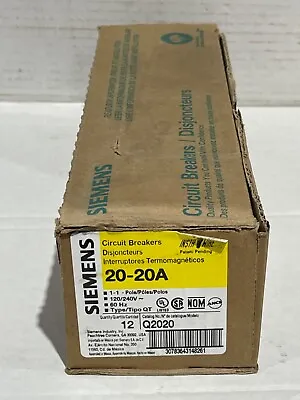 Buy 12 Pack Siemens 20 Amp Tandem 120/240V Circuit Breakers Q2020 New In Box • 169.99$