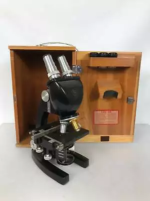 Buy Bausch & Lomb 16033-433 Microscope W/ 3 Objectives & Wooden Box • 129.50$