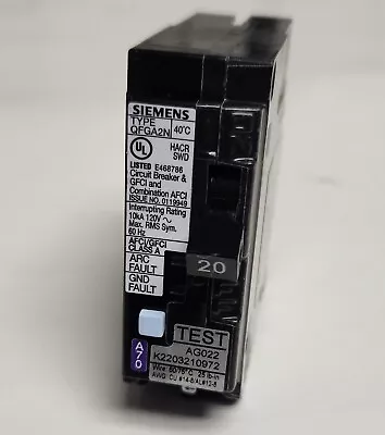 Buy SIEMENS Q120DFN 20 AMP Type QFGA2N Dual AFCI GFCI Circuit Breaker • 48$