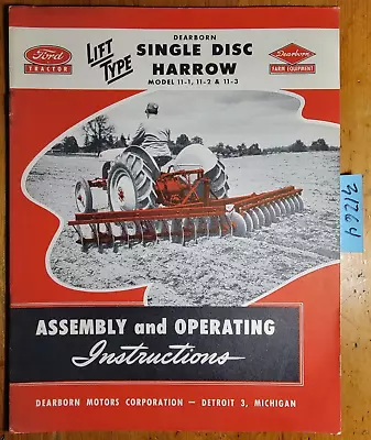 Buy Ford Dearborn 11-1 11-2 11-3 Spring Tooth Harrow Owner's Operator's Manual 1948 • 25$