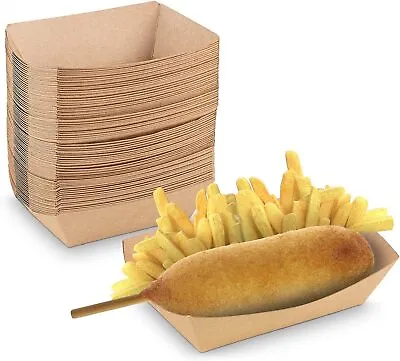 Buy MT Products 2.5 Lb Brown Paper Food Trays / Small Paper Boats - Pack Of 75 • 17.49$