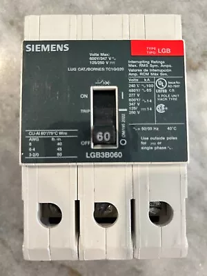 Buy Siemens LGB3B060B 3-Pole 3-Phase Molded Case Circuit Breaker 60Amp • 175$
