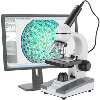 Buy AmScope Biological Compound Microscope + USB Digital Camera Multi-Use + Student • 134.99$