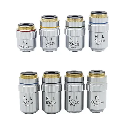 Buy 5X-100X Objective Lens Long Working Distance Plan Achromatic Coated F Microscope • 225.25$