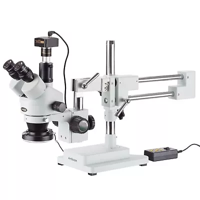 Buy Amscope 3.5X-180X Trinocular Stereo Boom Microscope +10MP USB Camera +LED Light • 1,043.99$