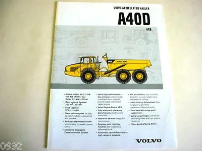Buy Volvo A40D 6x6 Articulated Truck Brochure • 20$